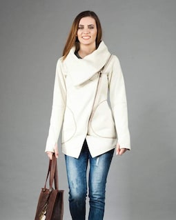 Custom Womens Clothing, Autumn Style Women Coat, Personalized Gifts, Cowl Neck Coat, Asymmetrical Jacket, Warm Zipper Coat, Cozy Clothing