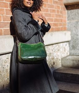 48Hours DELIEVRY,Green Leather Crossbody Bag: Handmade Italian Messenger Bag
