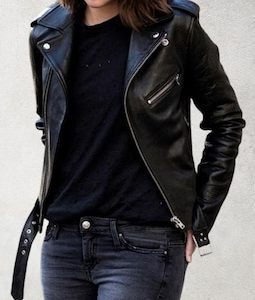 Handmade Women's Black Leather Biker Jacket – Slim Fit Moto Style Jacket