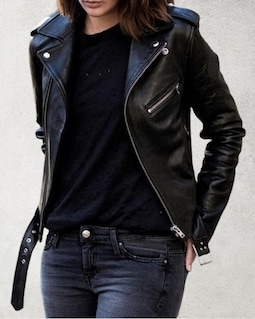 Handmade Women's Black Leather Biker Jacket – Slim Fit Moto Style Jacket