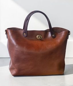 Top Grain Leather Tote Bag Women, Retro Shoulder Handbag with Lock, Genuine Cowhide Purse, Elegant Work Tote, Classic Everyday Bag