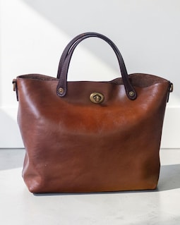 Top Grain Leather Tote Bag Women, Retro Shoulder Handbag with Lock, Genuine Cowhide Purse, Elegant Work Tote, Classic Everyday Bag