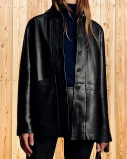 Women Black Genuine Lambskin Leather Jacket Button Front Shirt Jacket Oversized Leather Blazer Casual Designer Outerwear Coat