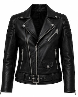 Women Leather Jacket Black Genuine Leather Biker Jackets Motorcycle Moto Belted Quilted Zip Coat