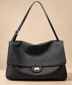 Genuine Leather Shoulder Bag, Soft Cowhide Tote, Slouchy Handbag, Spacious Work Carryall, Women's Everyday Travel Purse, Office Style Choice