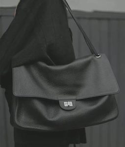 Full Grain Cow Leather Shoulder Bag, Genuine Slouchy Style Leather Handbags, Silver & gold Hardware