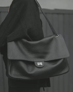 Full Grain Cow Leather Shoulder Bag, Genuine Slouchy Style Leather Handbags, Silver & gold Hardware